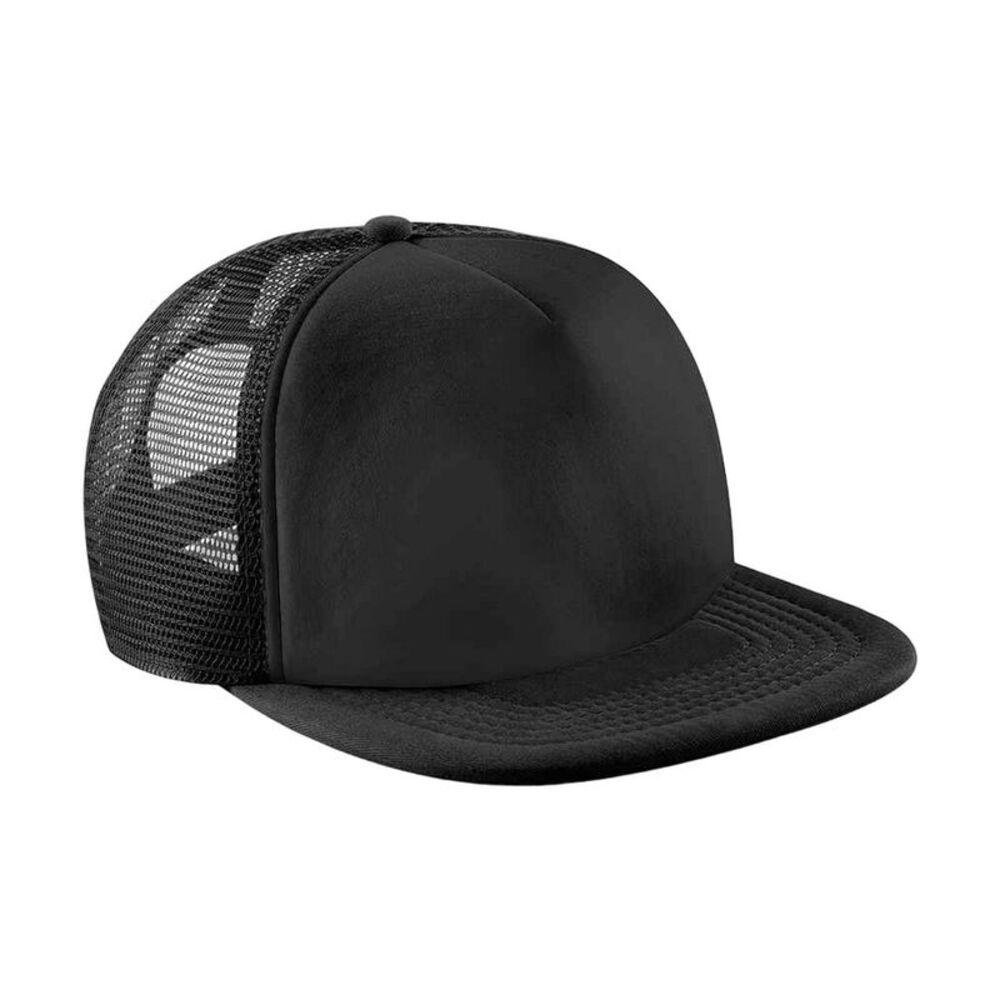 Beechfield Childrens /Kids Vintage  Mesh Trucker /Plain Baseball Cap / Black/Bla